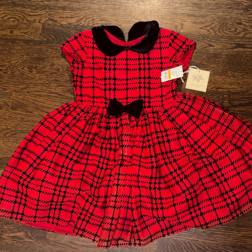 Red and Black Girls Laura Ashley Plaid Dress